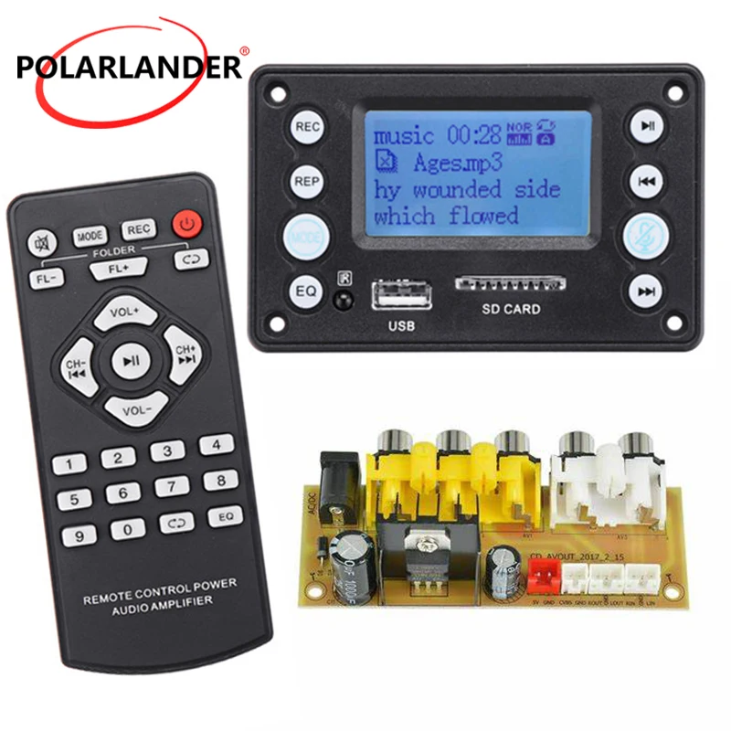 

Support Recording Radio Lyrics Display Audio Receiver 5V LCD MP3 Decoder Board Bluetooth 4.2