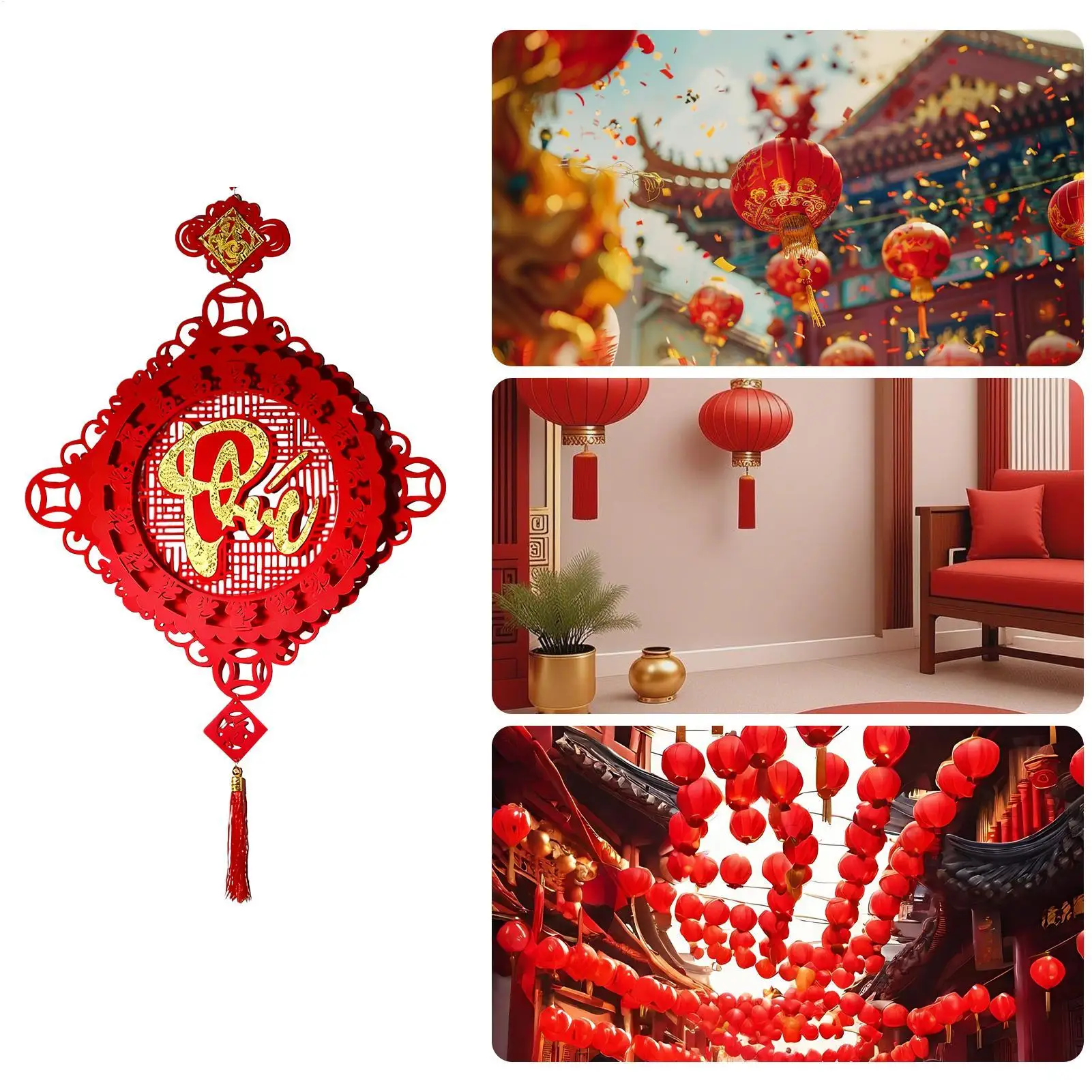 2026 Chinesischer Glücksanhänger Rot-Gold-Thema Anhänger-Ornamente für Zuhause Büro Auto Tür Wand Chinesische Neujahrs-Dekorationen – Detail 12