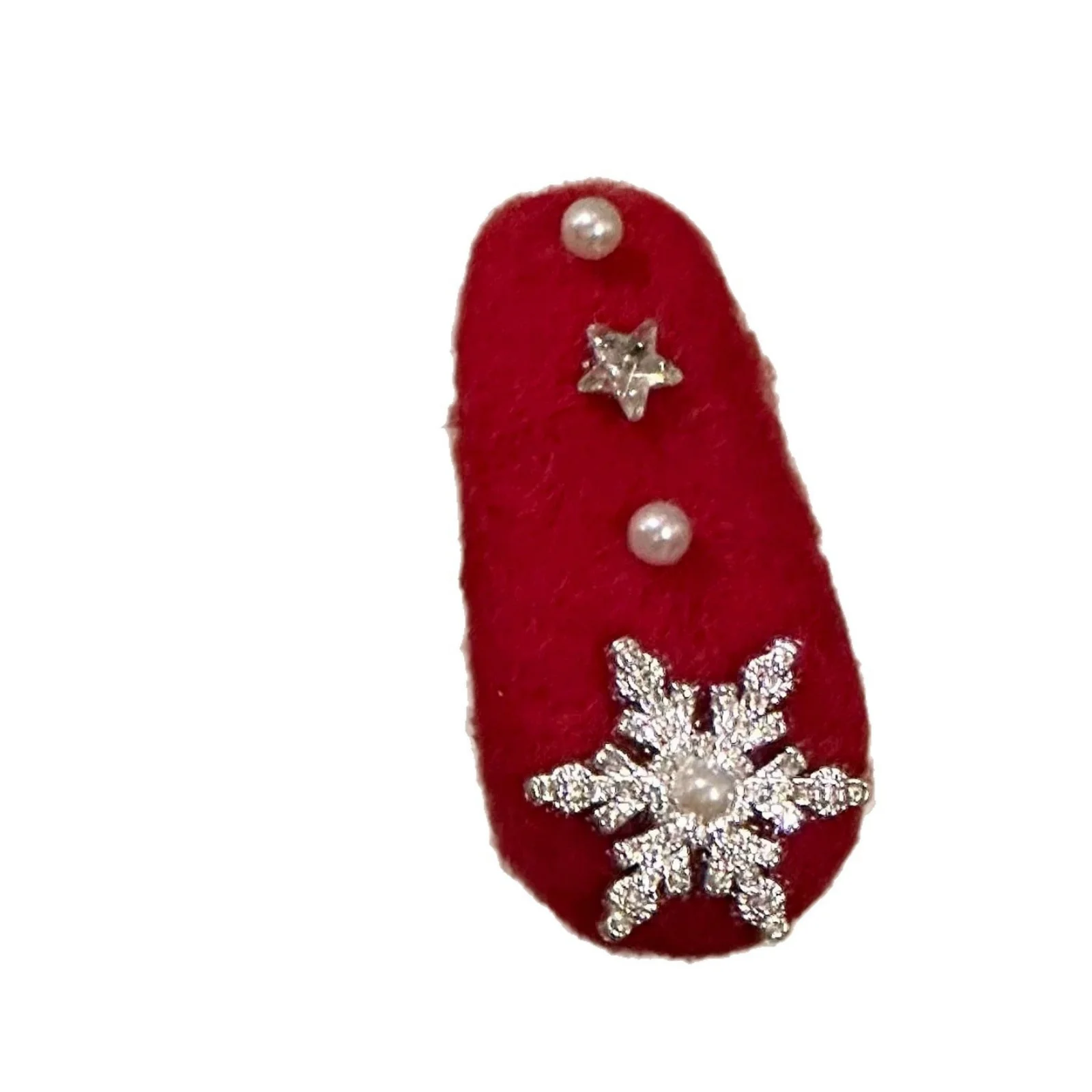1PC Red Snowflake Hair Clip,Pearl Star Decor Hair Accessories,Festive Winter Hair Decor,Stylish Daily Outfit Hair Ornaments