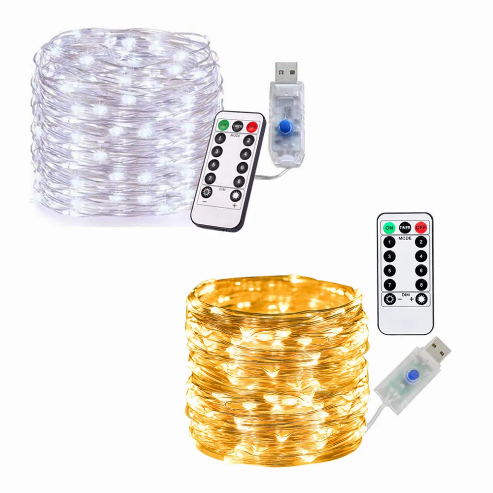 

Светодиодная гирлянда с дистанционным управлением, USB-шнурок с мерцающими огнями, рождественские украшения для дома