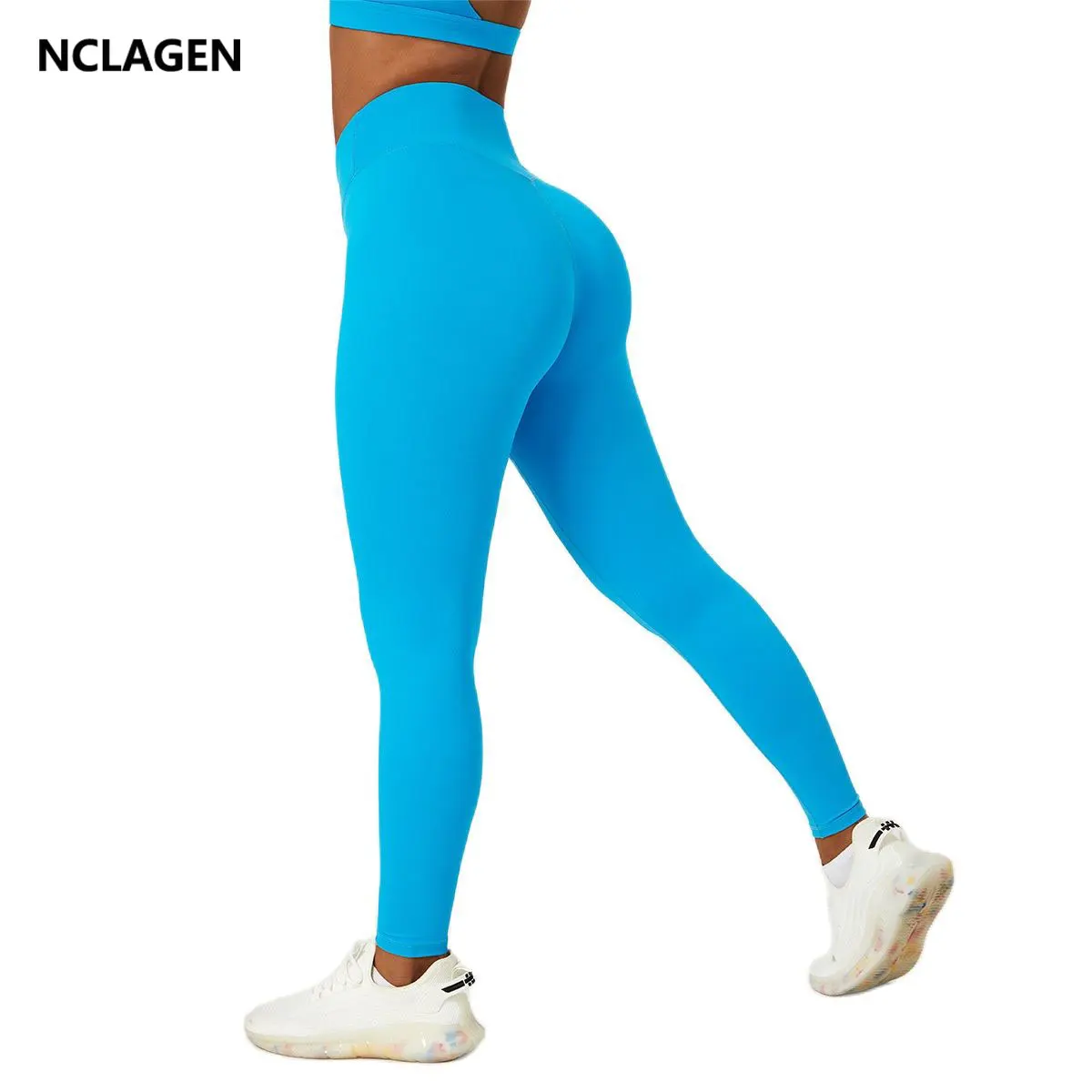 

NCLAGEN Fitness Leggings Women Crossover Yoga Pants High Waist Hip Lifting Elastic Breathable Workout Running GYM Sports Tights