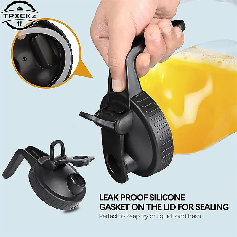 Reusable Mason Jar Lids Cover Drinking Bottle Lid With Pour Holes Wide Mouth Jar Cap Leak-proof Bottle Cover Kitchen Gadgets