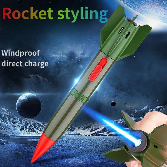 Rocket Outdoor Turbo Torch Portable Cigarette Personalized Direct Charge Windproof High-Flame Butane Gas Lighter Men s Gift