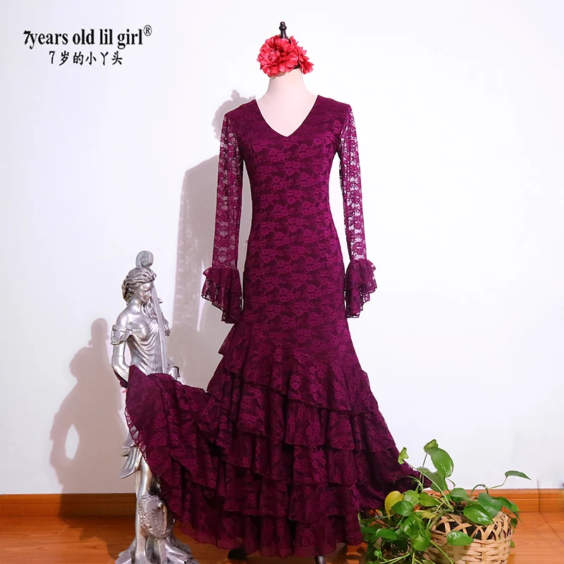 

Новинка 2022, женское танцевальное платье испанского фламенко для девочек 7 лет, тренировочная юбка, женская одежда DTT78