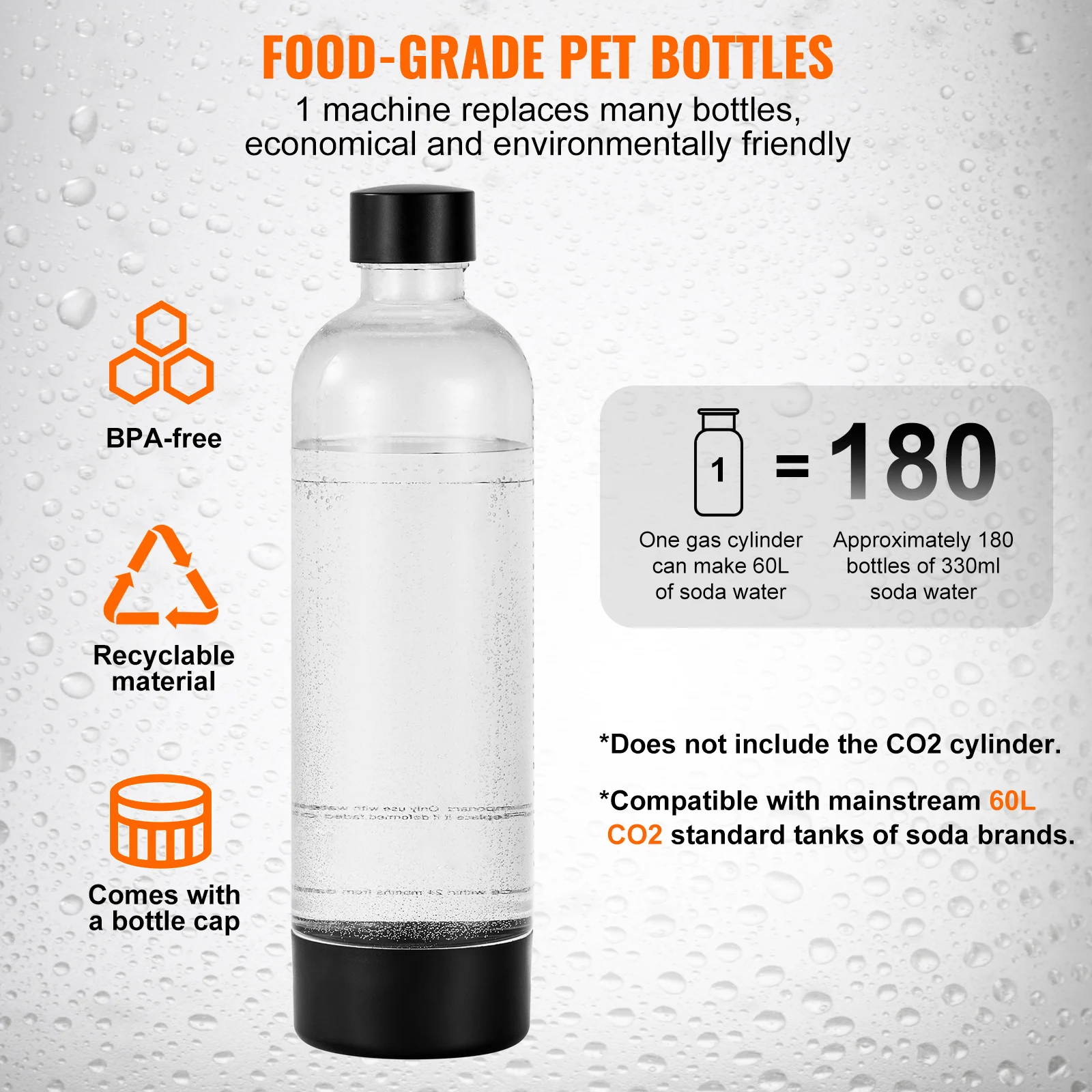 Sparkling Water Maker Soda Machine for Home Carbonating Seltzer with BPA free 1L PET Bottle