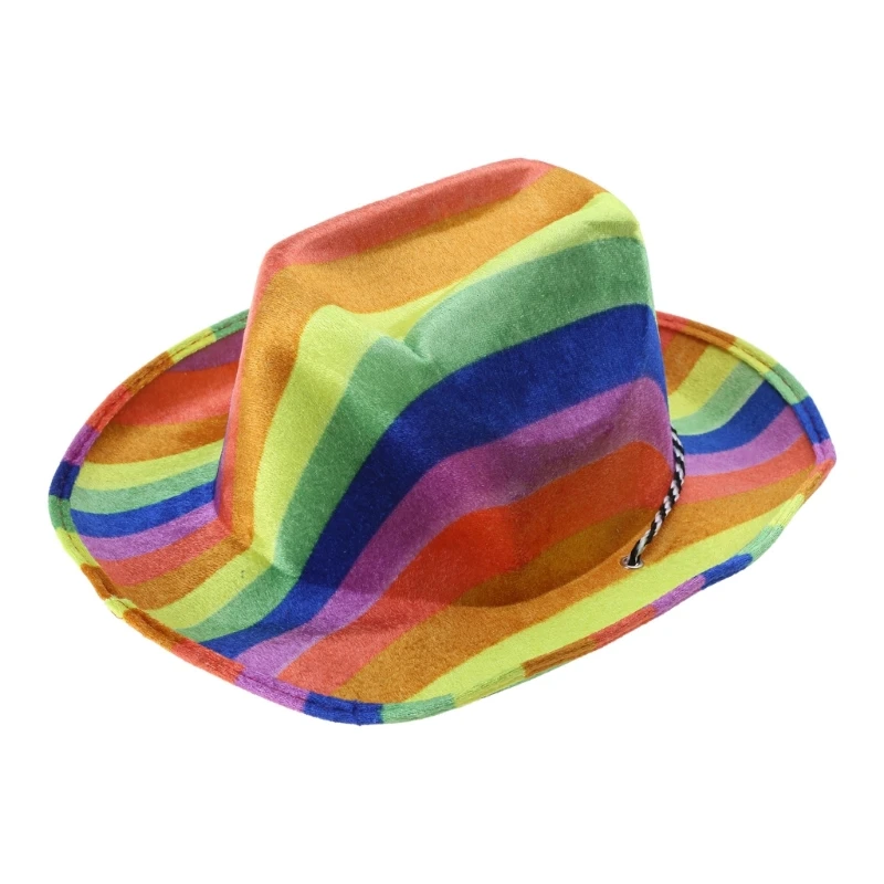 

Толстая шляпа Fedora цвета радуги Ковбойская шляпа с закатанными полями фетровая шляпа в стиле вестерн джаз