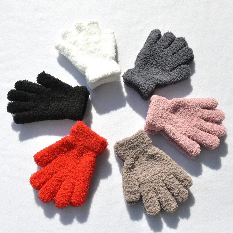 Lamb Fleece Children Gloves Winter Thick Kids Plush Glove 5-11year Girl Boy Hand Warmer Solid Color Baby Five Fingers Mittens 장갑 5