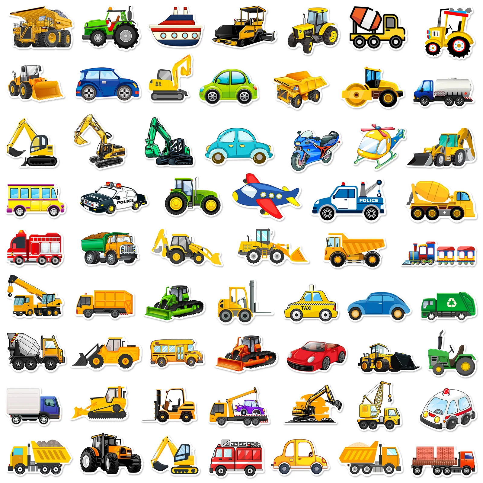 Construction Truck Stickers Excavator Aeroplane Cartoon Stciekrs Graffiti DIY Luggage Laptop Phone Bike Decals 10/30/60/120PCS cartoon stickers graffiti stickers sports star stickers decorative stickers colorful stickers