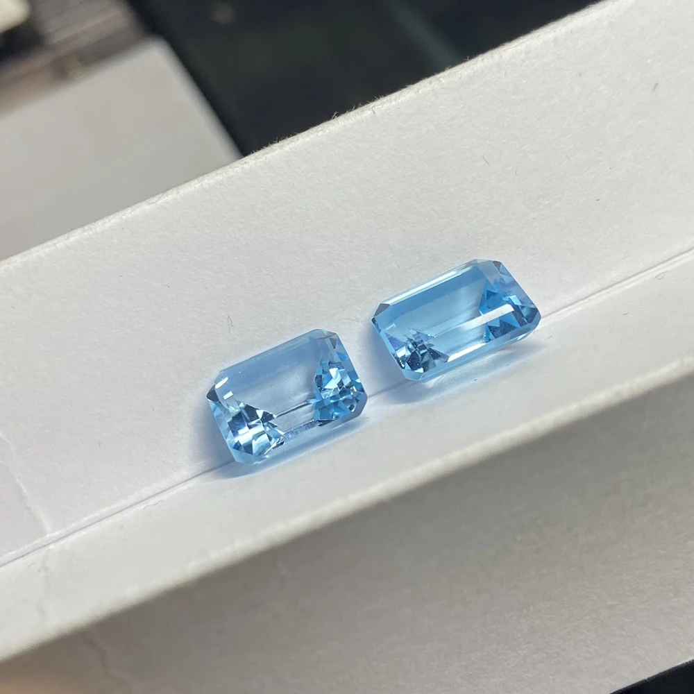 Emerald Cut 10*8mm 4.1 Carats Topaz Stone AAA High Quality Loose Natural Sky Blue Gemstones
