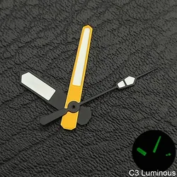 Silver Gold Watch Hands with C3 Green Luminous Coating, 12.5mm (5 black)