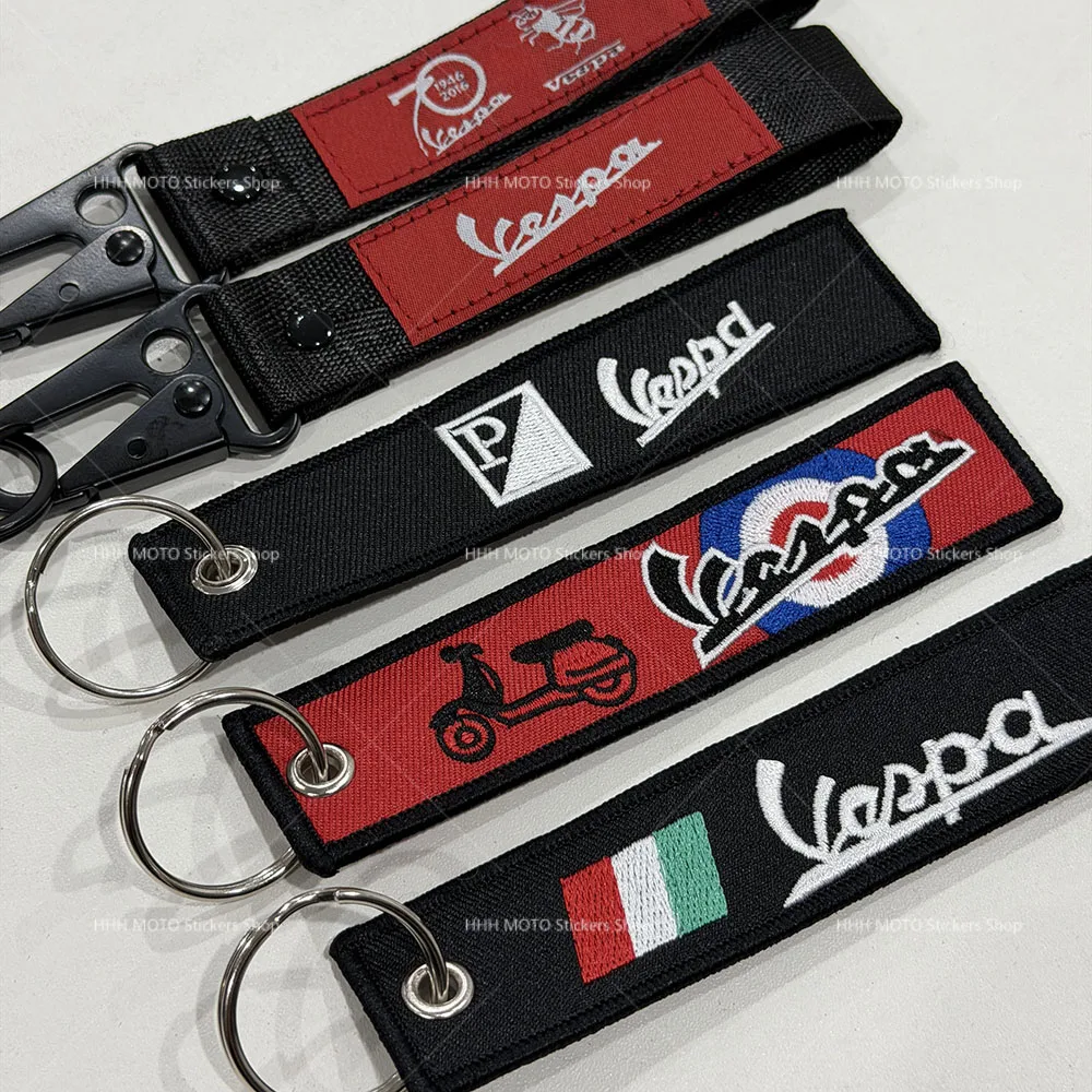 Double-Side Embroidered Motorcycle Keychain - front view
