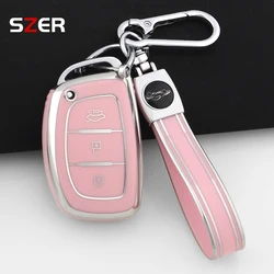 Premium TPU Smart Key Case Cover with Keychain (3 BTN Pink Set 2)