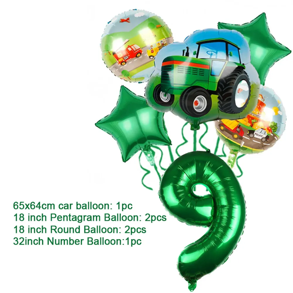 Grüne Bauernhof Traktor Thema Bagger Fahrzeug Geburtstag Party Dekoration Einweg Platte Banner Luftballons Baby Dusche Kinder Liefert – Detail 32