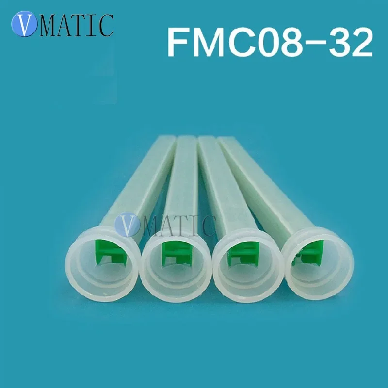 10pcs Plastic Resin Static Mixer FMC08-32 Mixing Tube Nozzles For Duo Pack Epoxies Square Shape Green Color