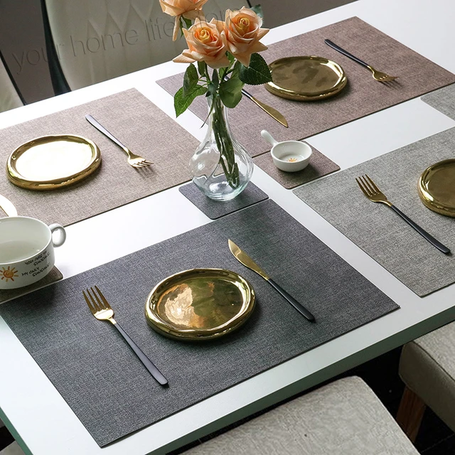 Placemats Set of 6 Faux Leather Place mats for Dining Table Heat-Resistant  Non-Slip Washable