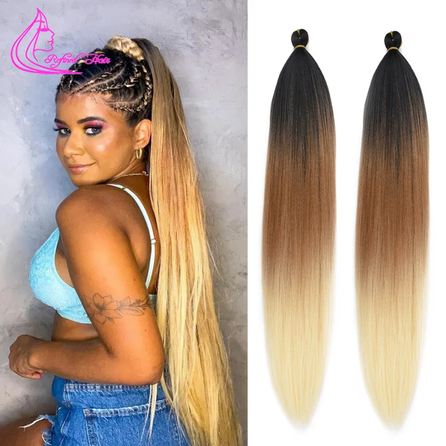 Yaki Straight Jumbo Braiding Hair  Ombre Blonde Brown Jumbo Braid - Easy  Braiding - Aliexpress