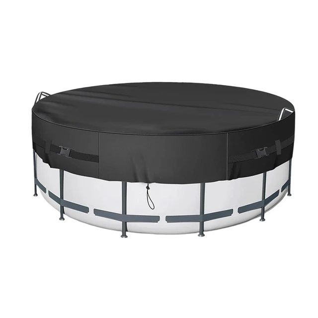 210D Oxford Cloth Round Pool Cover Suitable for 8/10/12ft Pools Shields Against Leaves Helps Retain Heat and Water 2