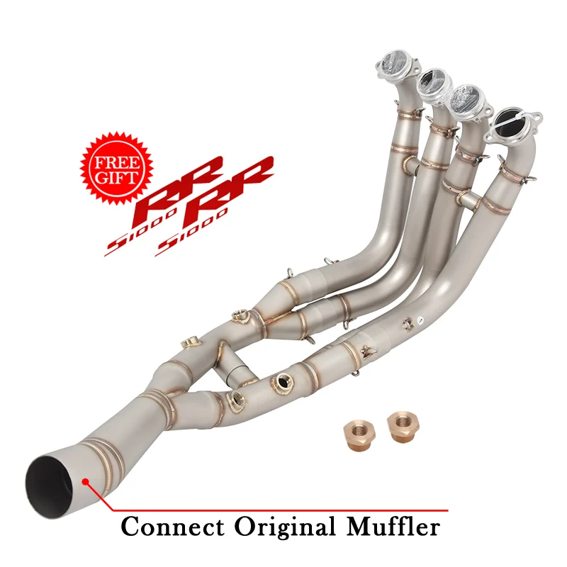 Slip On Motorcycle Exhaust System Front Link Pipe Modify Escape Moto Muffler Bike For BMW S1000R S1000RR S1000 R RR 2019 - 2022 - Image 2