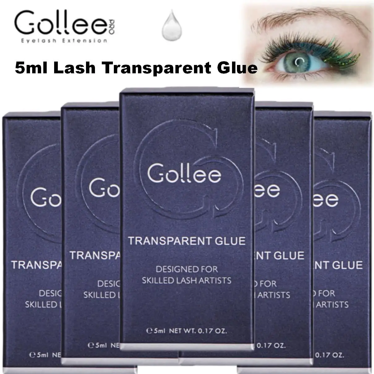 

Gollee No Transparent Glue Whiting for Colored Eyelashes Waterproof Adhesives Irritation Eyelash Extension Glue Bonder Makeup