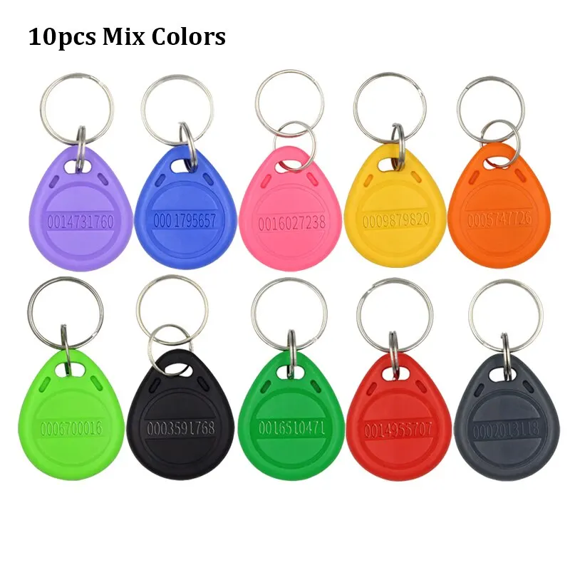 Pack of 10-20 Colorful RFID Access Control Keyfobs - 125KHz Secure Proximity Tokens
