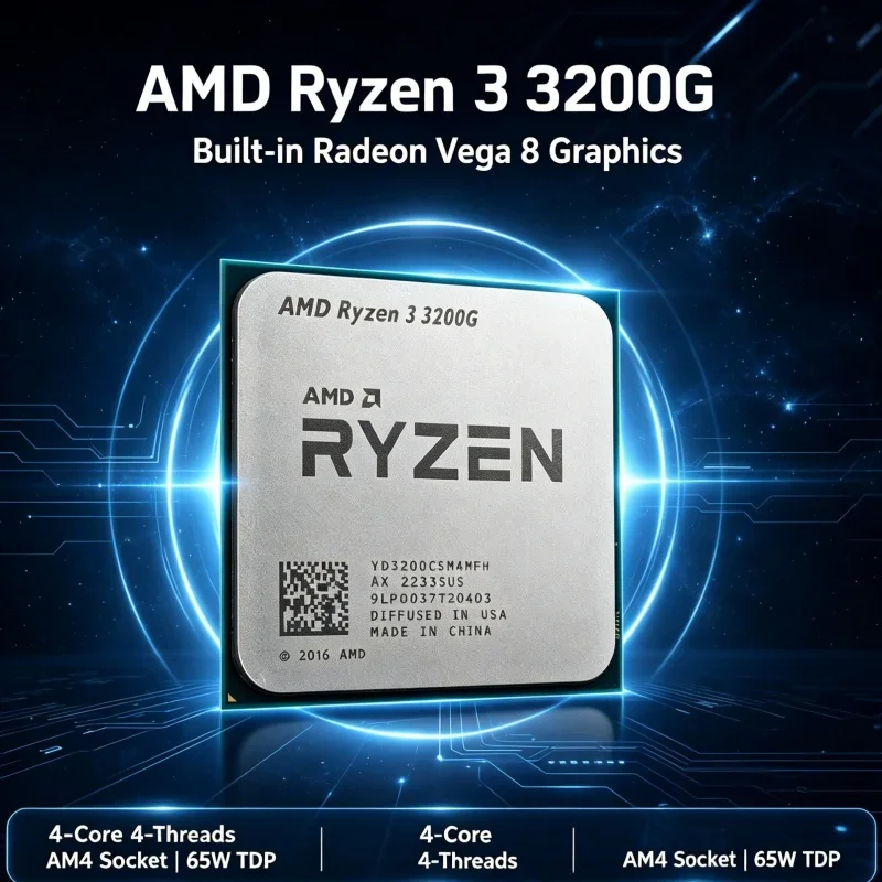 Enhance Your PC with a High-Performance Quad-Core Processor Featuring Built-in Vega Graphics