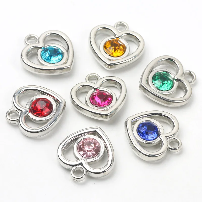 

10pcs Silver Color Heart Pendant Love Heart Acrylic Charms For Jewelry Making Diy Bracelet Necklace Earrings Findings Supplies