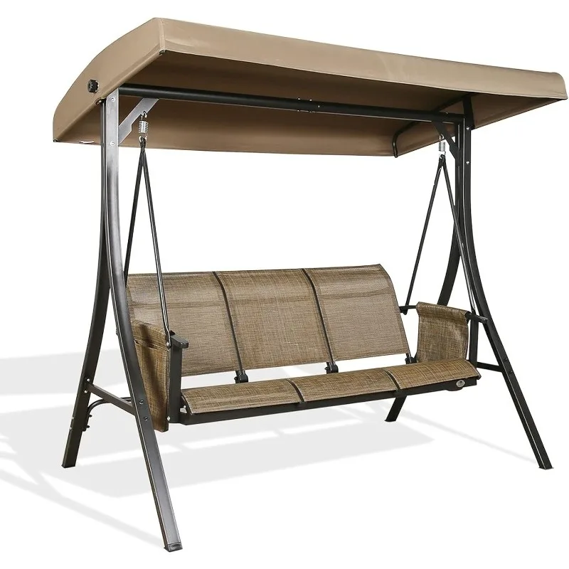 

Outdoor Porch Swing Patio Hammock Swing Glider Bench with Adjustable Canopy， Hammock Chair Swing