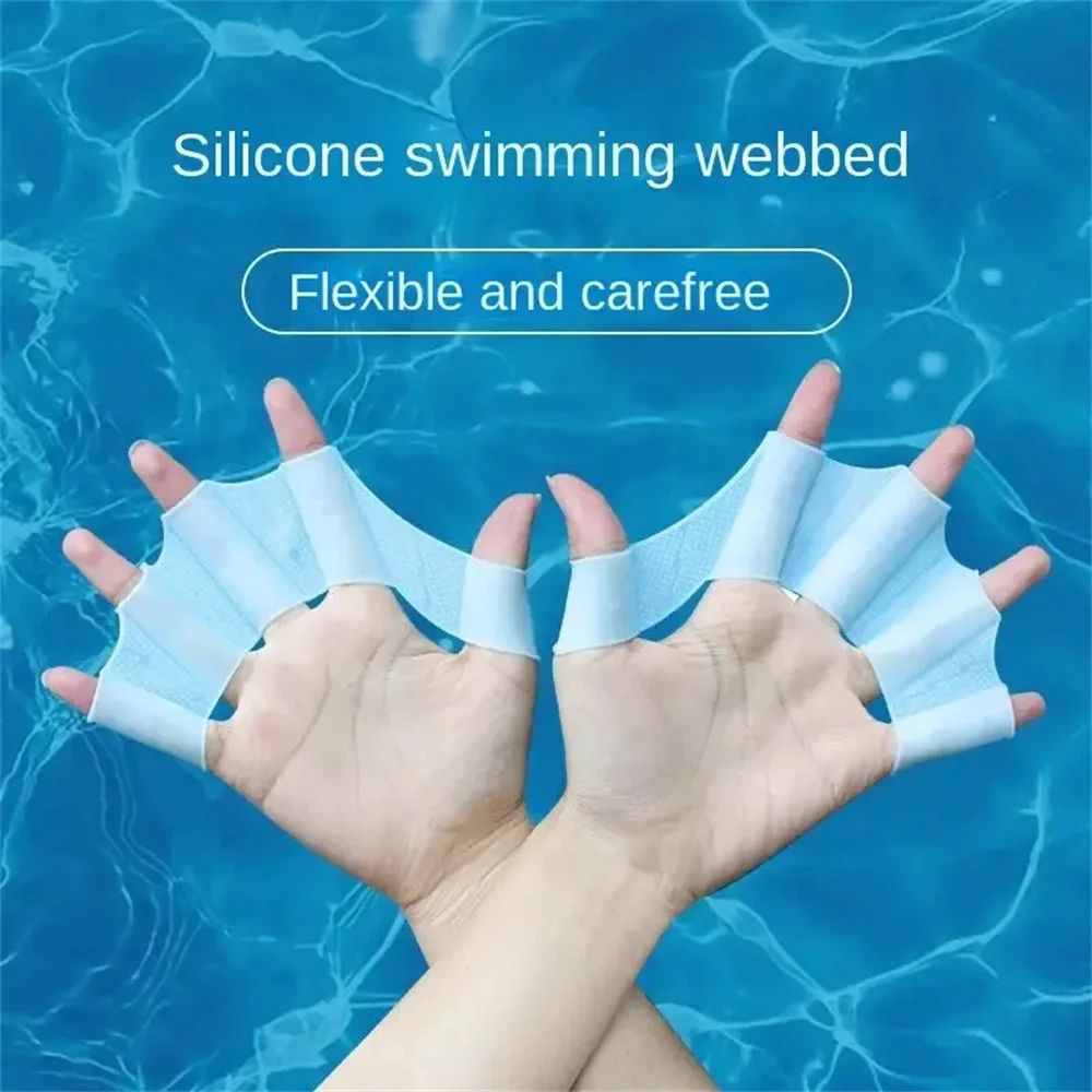 Swimming Gloves Swimming Paddles Diving Fin Straps 1Pair Silicone Swim Fin Mesh Gloves and Swimming Training Equipment for Outdoor Diving and Swimming Training Half Finger Fins