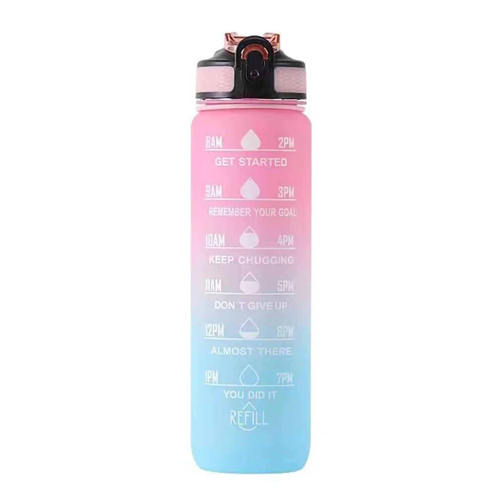 1L Gradient Motivational Sports Water Bottle - Leakproof & Portable