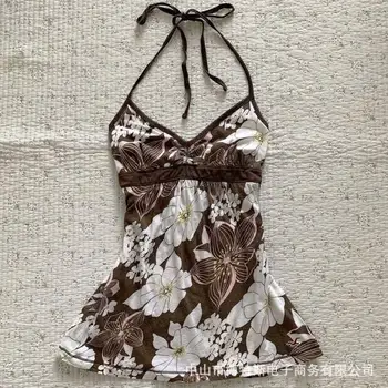 New Vintage Vacation Fresh Print Sling Vets All-match Slim Spice Girls Halter Camis Sexy Y2K Goth Trendy Hot Sell Elegant Tees 1