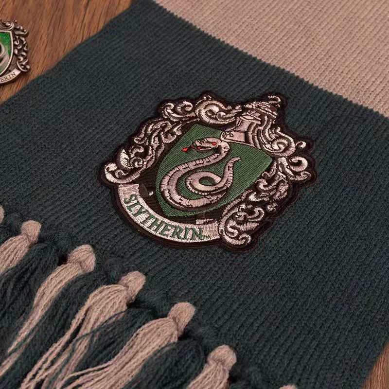 Winter Scarf Magician Hermione Ron Ravenclaw Slytherin Hufflepuff Academy Badge Hat Scarf Halloween and Birthday Supplies