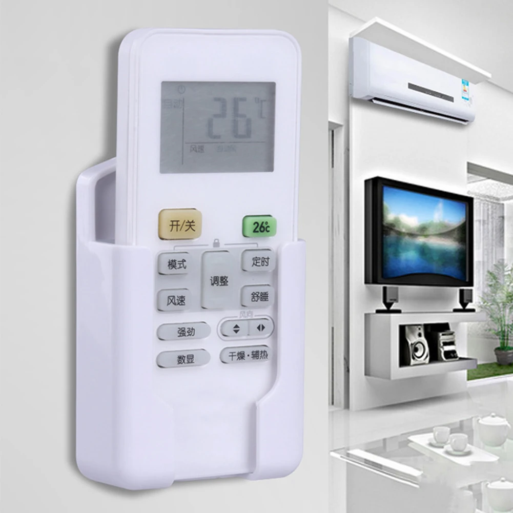 

Air Conditioner Remote Control Holder Wall Mounted Box Storage Universal Wall Mount Shelf Phone Plug Stand Storage Organizer