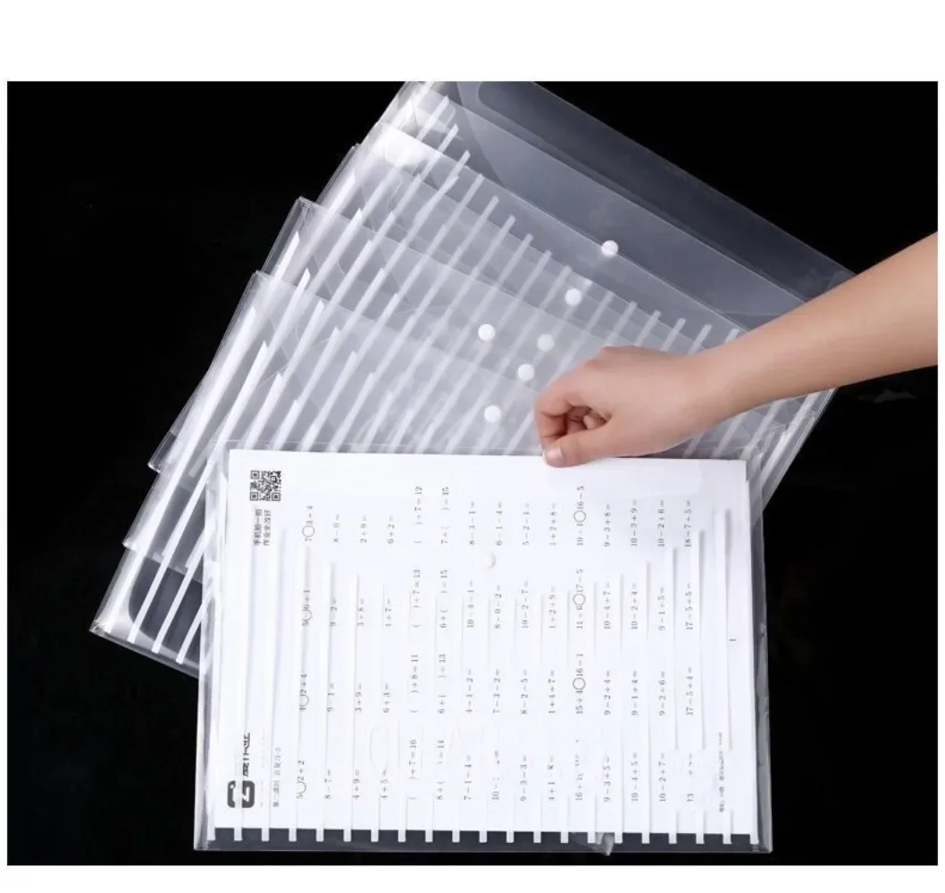 

20PCS Document Bag A4 Thickened 18C Button Bag Transparent Storage Bag Information Bag PP File Bag Paper Office Supplies