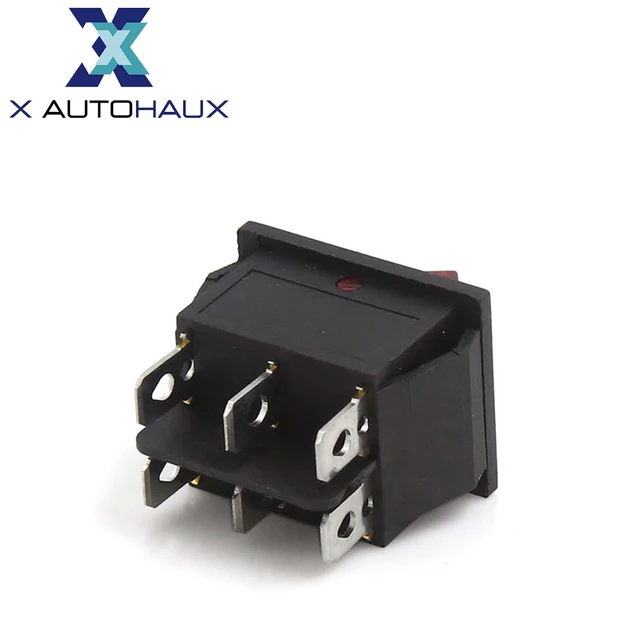 X Autohaux – interrupteur à bouton-poussoir 12V, 16a ~ 20a, DPST, 2  positions, 6 broches, LED, interrupteur de voiture, 2 pièces - AliExpress