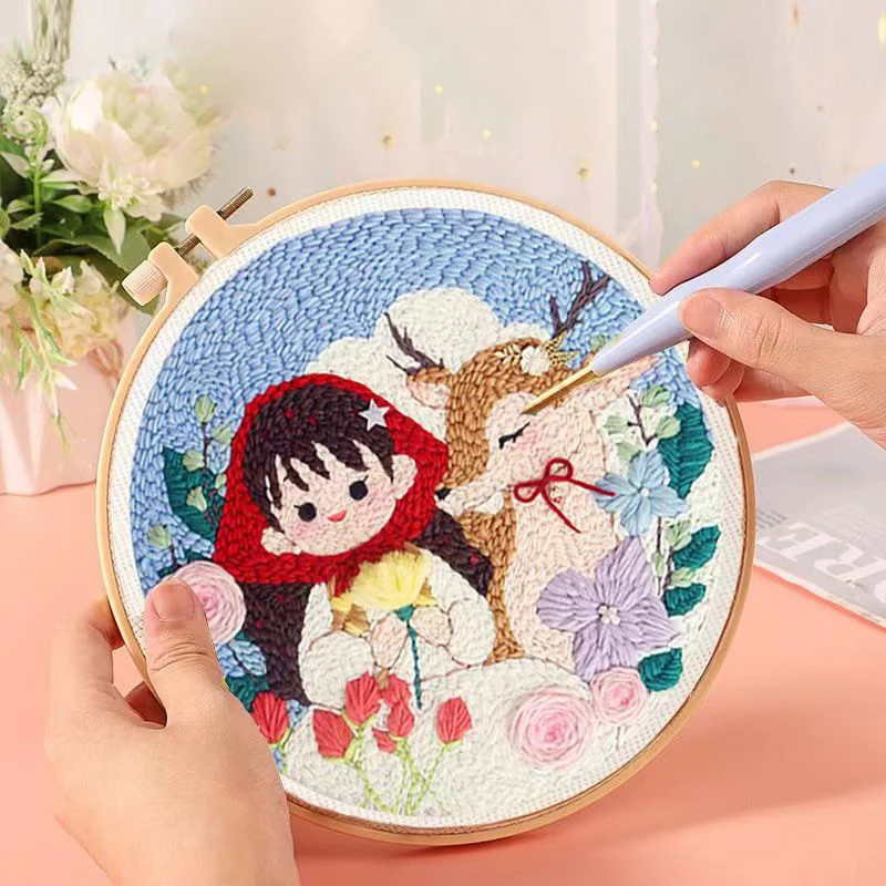 Embroidery Starter Kit Colorful Ergonomic Cross Stitch Kit with 3x  Embroidery Cloth 1x Embroidery Hoop 9x Needles 3x Colorful - AliExpress