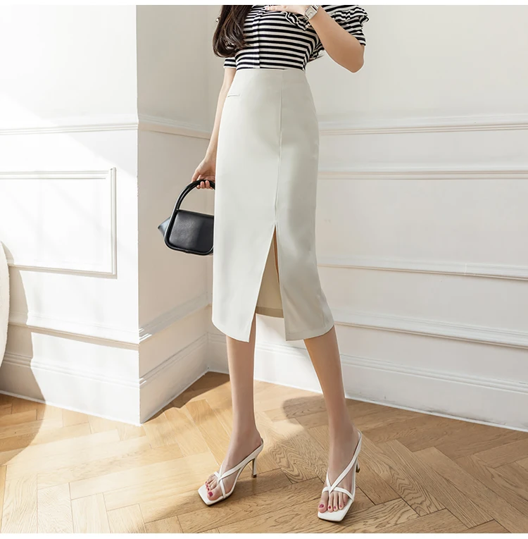 Faldas Mujer Moda 2022 Skirts Womens Office Ladies Black Pencil Skirt High Waist Women Skirt Sexy Side Split Summer Skirt jean skirt