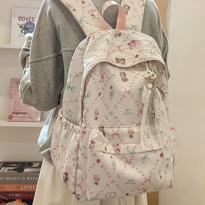 Cute Backpack Girls Fashion School Bag Large Capacity Student Schoolbag For Teenage Portable Travel Storage Bag for Kids Bookbag 1