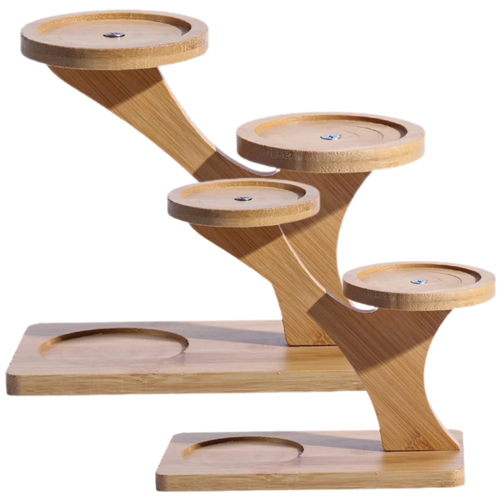 

2 Pcs along with Bamboo Tray Tabletop Shelf Plant Stands Flower Pot Mat Corner Mini for Desk Window