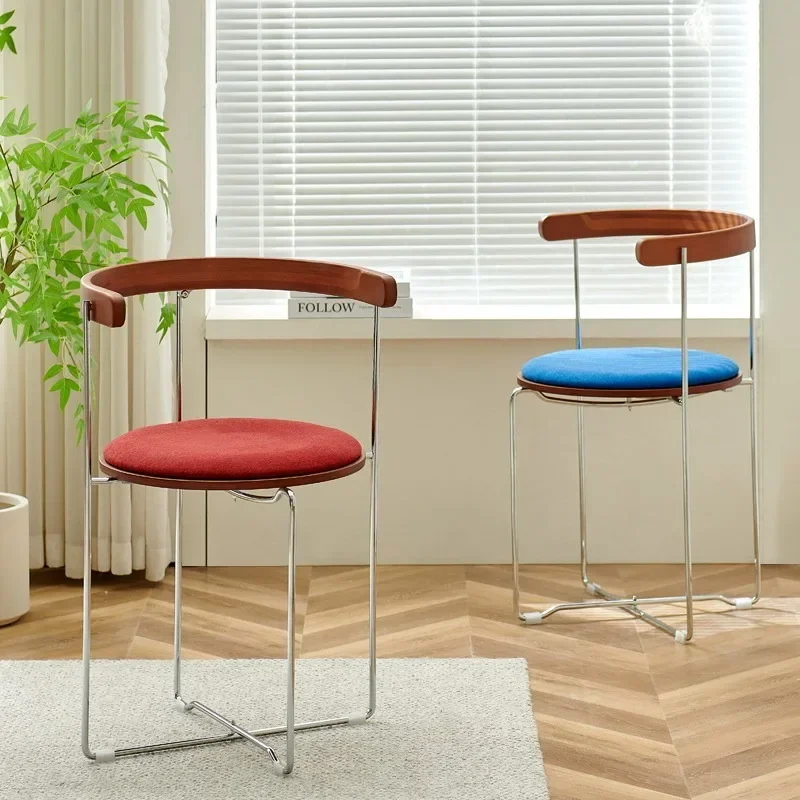 Solid Wood Nordic Vintage Folding Dining Chairs Small Simple Modern Backrest Makeup Chair Household Dining Room Furniture