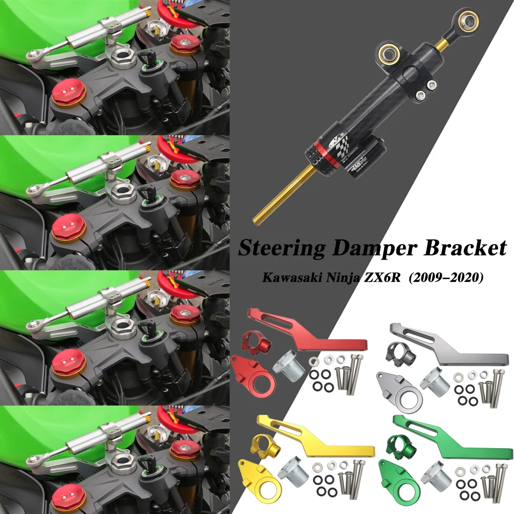

For Kawasaki Ninja ZX-6R ZX6R 636cc 2009 2010 2011 2012 2013 2014 2015 2016 2017 2018 2019 Steering Damper Bracket Mount Kit