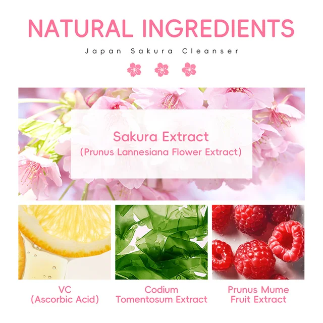 Sakura Cleanser Foam Cleanser Face Deep Clean Mousse Remove Blackhead Pores Reduces Dark Spot Facial Skin Cleanser Oil Control 4