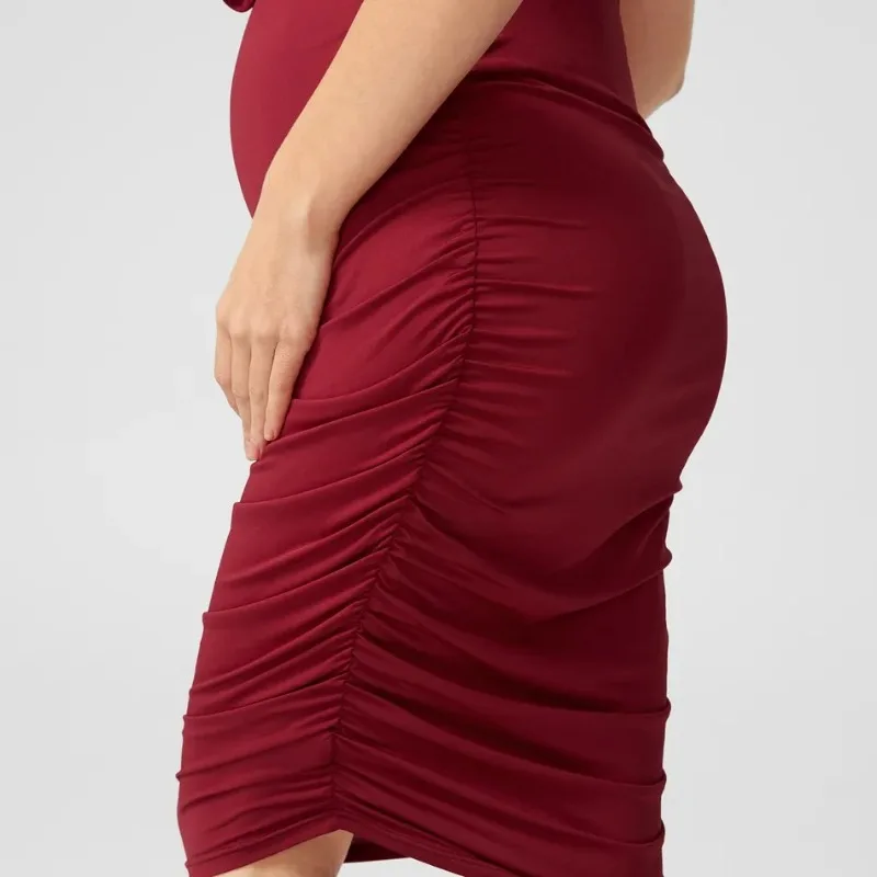 Summer Short sleeved Breastfeeding Round Neck Red Dress Comfortable Fashionable Trendy Solid Color Bow Maternity Wear 7 Sc0e02b1c74c74beaab015fd62800827bW