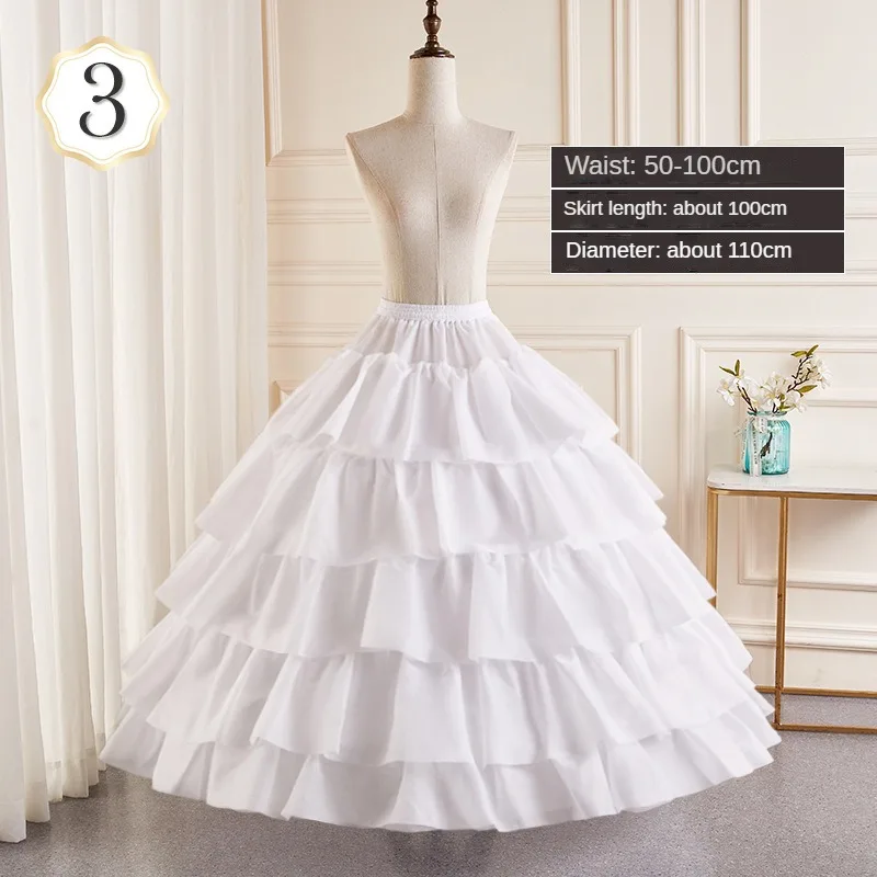 6-Hoops Underskirt Women Petticoat Wedding Dress Pleated Crinoline White a Line Floor Length Under Skirt Cancan Pettidresses 4