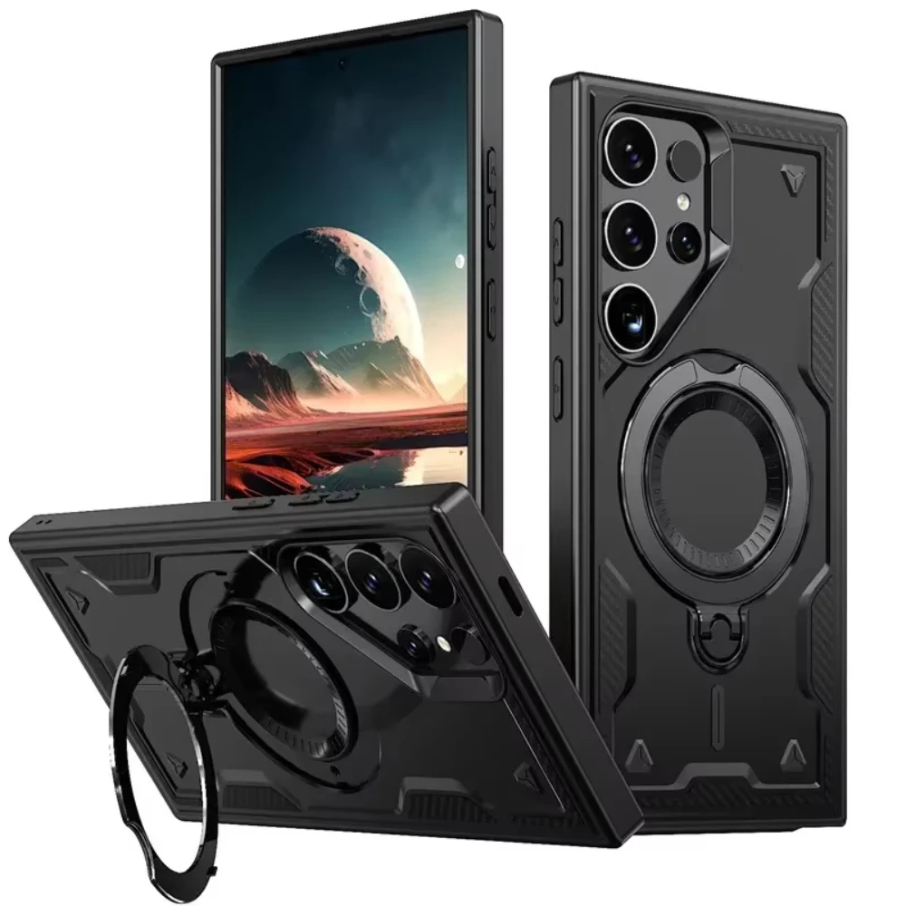 Premium 360-Degree Rotating Magnetic Metal Phone Case with MagSafe Holder Compatibility