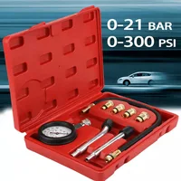 Petrol Engine Cylinder Compression Tester Kit Automotive and Motorcycles Tool 0-300PSI Engine Cylinder Pressure 0-21 Bar Gauge 1