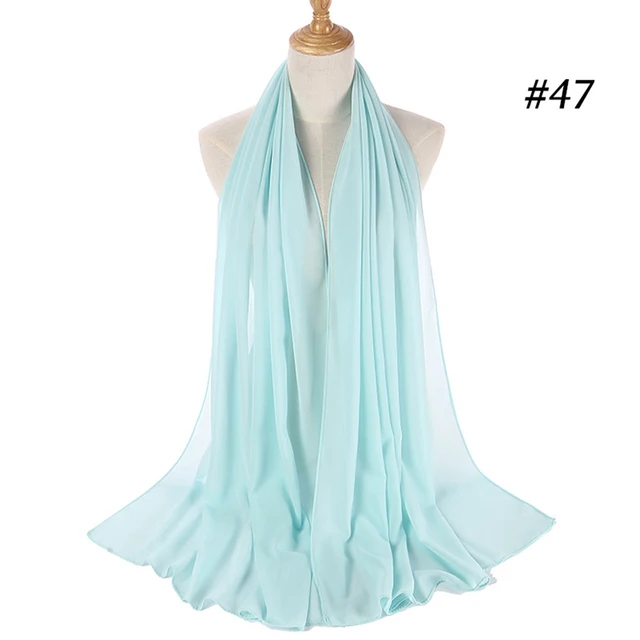 Musulman en mousseline de soie Hijab femmes bulle en mousseline de soie écharpe pour femmes dames voile musulman Islam couleur unie malaisie Musulman Wrap foulards