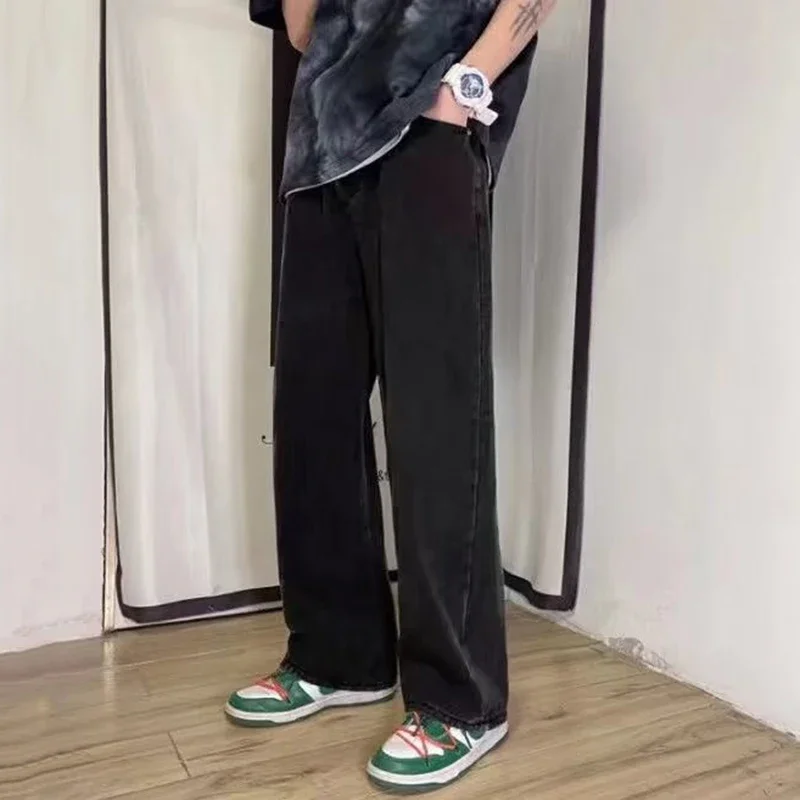 Men Simple Straight Leg Casual Jeans Male Baggy Korean Fashion Denim Pants Basic Youth Popular Daily Work Wear Denim Trousers 6