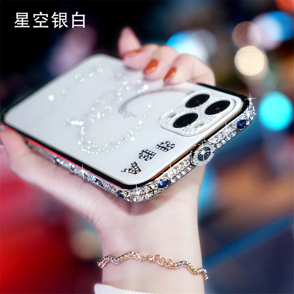 

Dropshipping Hot Crystal Diamond Glitter Rhinestone Metal Bumper For iPhone 15 14 13 12 Pro Max 15Pro 14Pro 14 Plus Case Cover