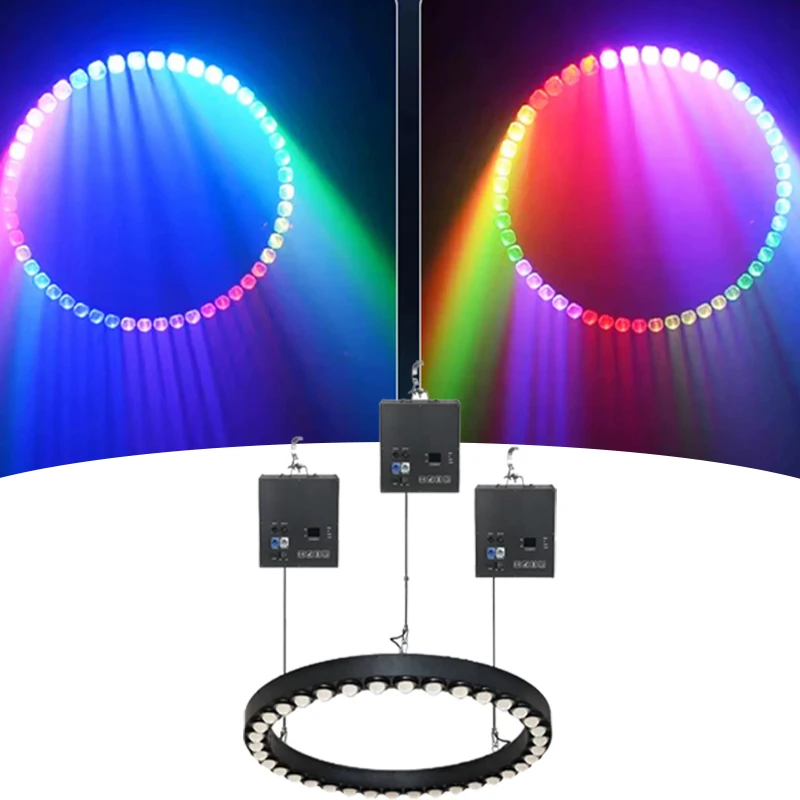 전문가용 키네틱 LED 링 라이트 풀 RGBW 컬러 UV 발광 프로젝션 무대 공연 사진 촬영 DJ 스튜디오 빔