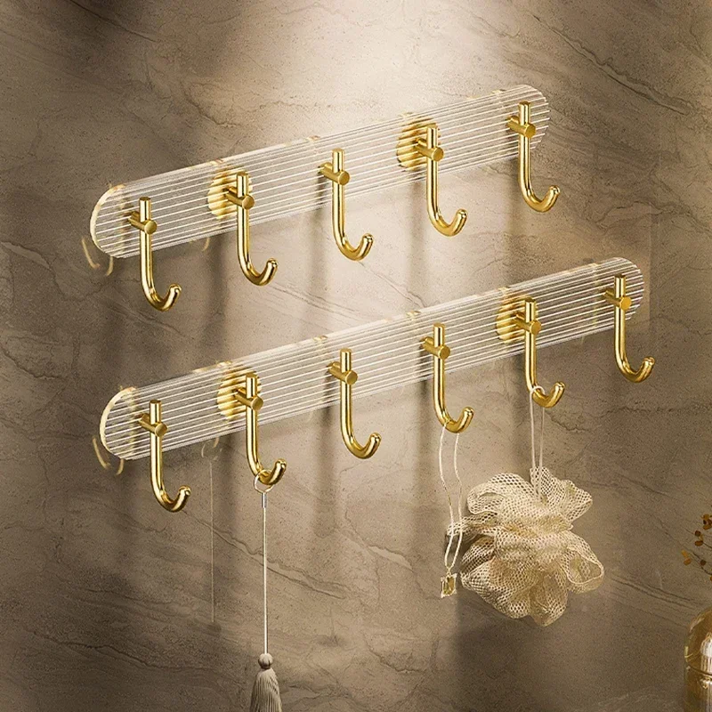 Luxury Bathroom Hooks Gold Silver No Drilling Wall Hanging Hook  Self-adhesive Towel Bag Holders Clothes Punch-free Hanger 벽걸이